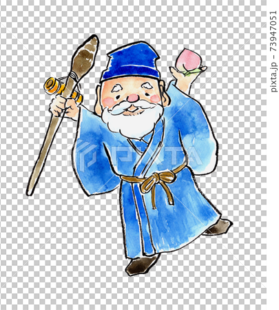 水彩で描いた寿老人のイラスト 水彩で描いた寿老人のイラスト 73947051