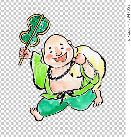 水彩で描いた布袋尊のイラストのイラスト素材