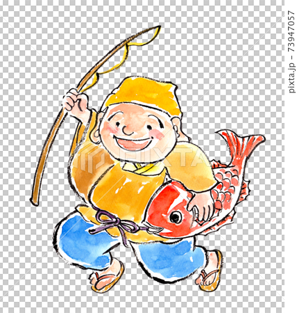 水彩で描いた恵比寿天のイラスト 水彩で描いた恵比寿天のイラスト 73947057