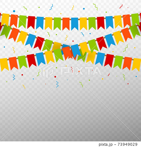 Multicolored bright buntings flags garlands. 73949029