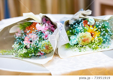 結婚式 花束贈呈の写真素材