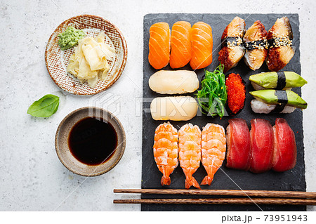 Set of sushi and maki 73951943