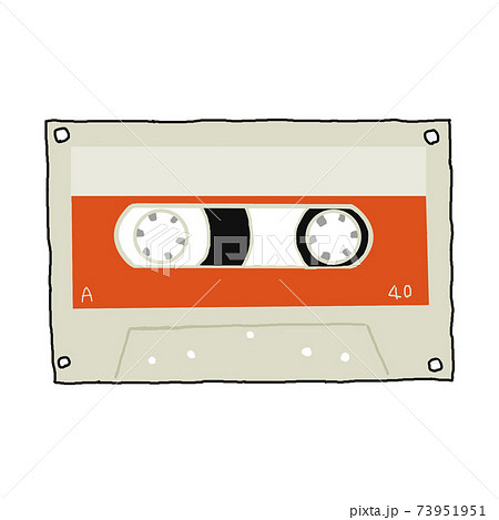 カセットテープ白赤のイラスト素材