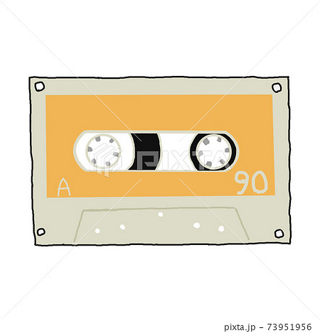 カセットテープ白オレンジのイラスト素材