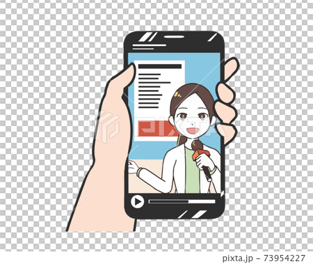 スマホ 報道番組を見る 女性 スマホ 報道番組を見る 女性 73954227