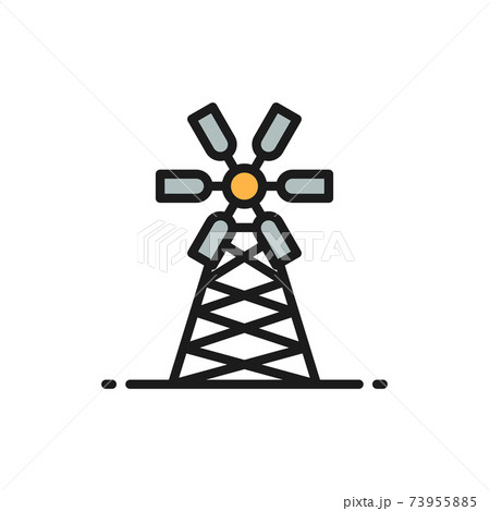 Mill, windmill, farming flat color line icon. Mill, windmill, farming flat color line icon. 73955885