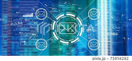 Email concept with downtown skyline 73956282