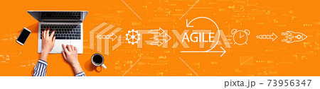 Agile concept with person using laptop Agile concept with person using laptop 73956347
