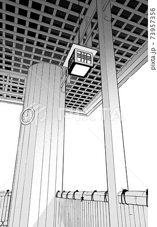 漫画風ペン画イラスト 店舗 温泉のイラスト素材