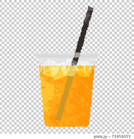 水彩風 シンプルなカフェのテイクアウトカップ オレンジジュースのイラスト素材