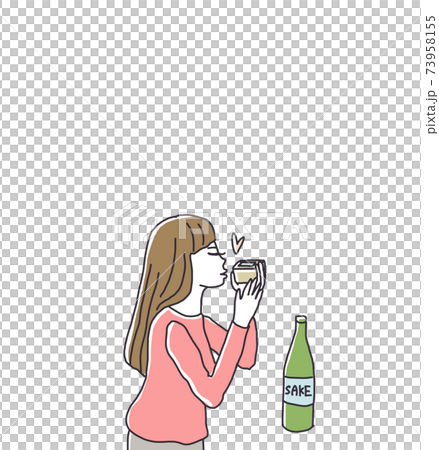 Women who drink Masu sake Material 73958155