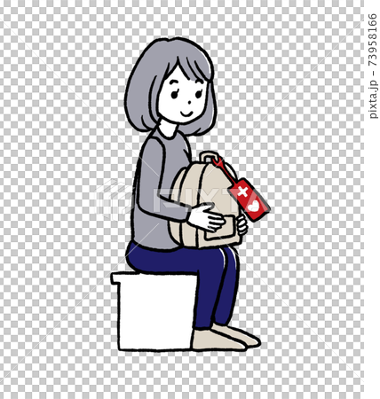 ヘルプマークをつけた女性のイラスト ヘルプマークをつけた女性のイラスト 73958166