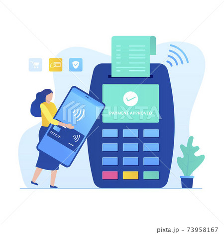Contactless payment illustration concept with woman character Contactless payment illustration concept with woman character 73958167