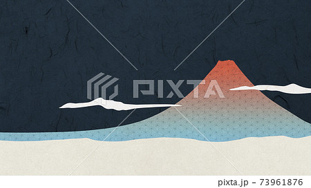 和紙で作られた日本の富士山の雄大な風景のイラスト素材