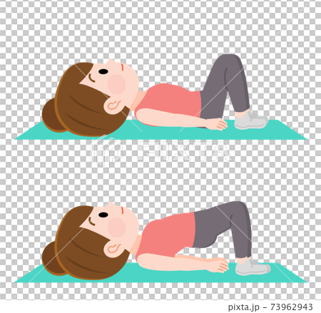 Illustration of a woman doing hip-up exercise,... - Stock Illustration ...