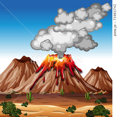 Volcano eruption in nature scene at daytime Volcano eruption in nature scene at daytime 73963742