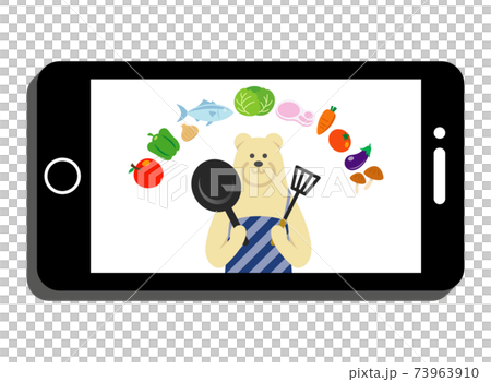 Illustration image of the polar bear husband who introduces the cooking video Illustration image of the polar bear husband who introduces the cooking video 73963910