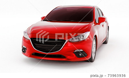Red city car with blank surface for your creative design. 3D rendering. 73963936