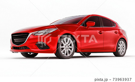 Red city car with blank surface for your creative design. 3D rendering. 73963937