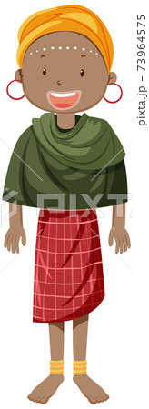 Ethnic people of African tribes in traditional clothing cartoon character 73964575