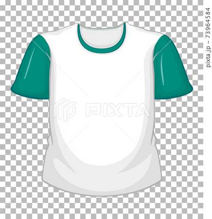Blank white t-shirt with green short sleeves on transparent Blank white t-shirt with green short sleeves on transparent 73964584