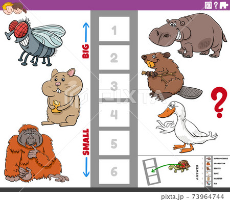 educational game with big and small cartoon animals for children educational game with big and small cartoon animals for children 73964744