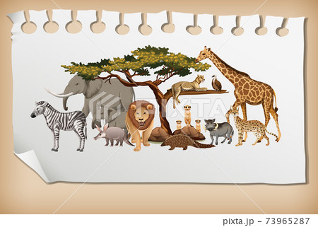 Group of wild african animal on paper Group of wild african animal on paper 73965287