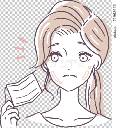 Illustration material of a woman whose skin is shiny with a mask 73968666