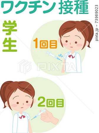 ワクチン注射をうってもらう女子学生のイラスト素材