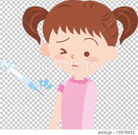 右腕に注射をうってもらう女の子 右腕に注射をうってもらう女の子 73970032