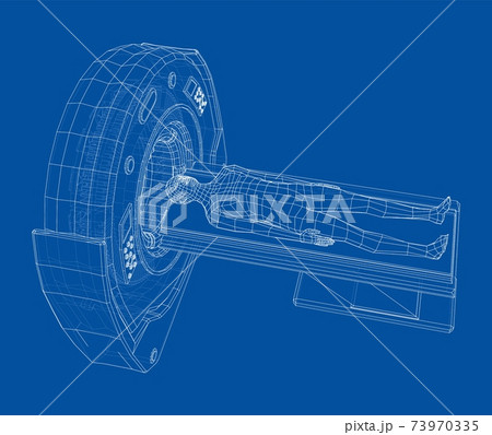 MRI machine scanning patient inside. Vector 73970335