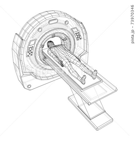 MRI machine scanning patient inside. Vector MRI machine scanning patient inside. Vector 73970346