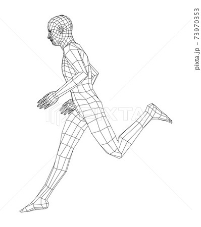 Wireframe running man. Vector 73970353
