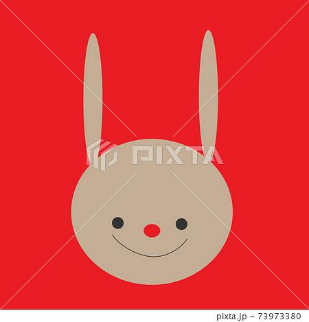赤い鼻の茶色ウサギのかわいいイラスト Brown Cute Bunny With Red Noseのイラスト素材