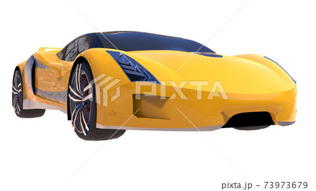 Yellow shiny conceptual sports car of the future. 73973679