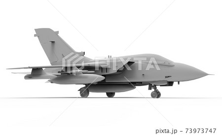 Military fighter aircraft. Three-dimensional raster illustration in the form of a completely white model. 3d rendering 73973747
