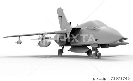Military fighter aircraft. Three-dimensional raster illustration in the form of a completely white model. 3d rendering 73973749