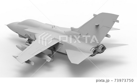 Military fighter aircraft. Three-dimensional raster illustration in the form of a completely white model. 3d rendering 73973750