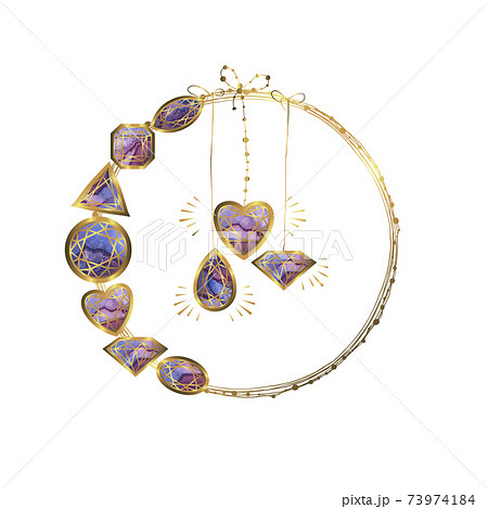 vintage wreath with gemstones. isolated on white background. 73974184