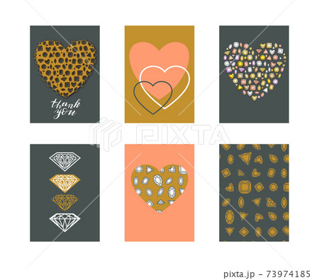Set of Decorated greeting Card template with gemstones decoration. isolated on white background Set of Decorated greeting Card template with gemstones decoration. isolated on white background 73974185