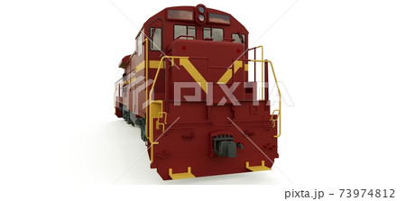 Modern diesel railway locomotive with great power and strength for moving long and heavy railroad train. 3d rendering. 73974812
