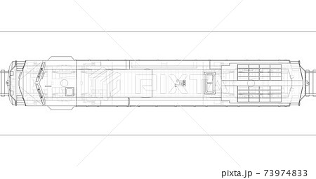 Modern diesel railway locomotive with great power and strength for moving long and heavy railroad train. 3d rendering. 73974833