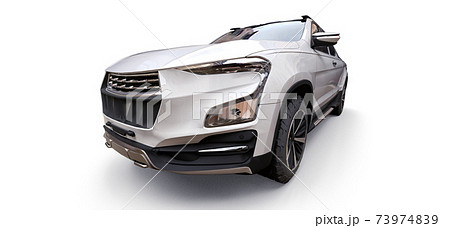 3D illustration of white concept cargo pickup truck on white isolated background. 3d rendering. 73974839