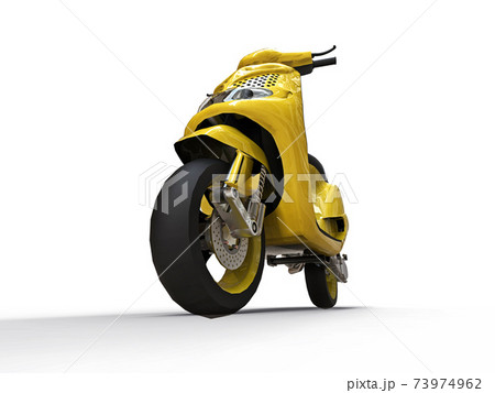 Modern urban yellow moped on a white background. 3d illustration. 73974962