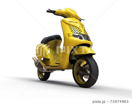 Modern urban yellow moped on a white background. 3d illustration. 73974963