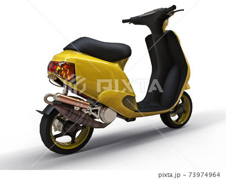 Modern urban yellow moped on a white background. 3d illustration. Modern urban yellow moped on a white background. 3d illustration. 73974964