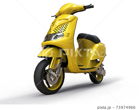 Modern urban yellow moped on a white background. 3d illustration. 73974966