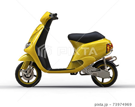 Modern urban yellow moped on a white background. 3d illustration. 73974969