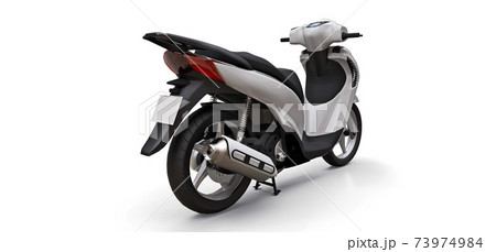Modern urban white moped on a white background. 3d illustration. 73974984