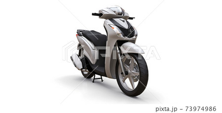 Modern urban white moped on a white background. 3d illustration. 73974986